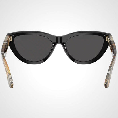 Burberry BE4436U 418887 black cat eye check arm women's sunglasses back view