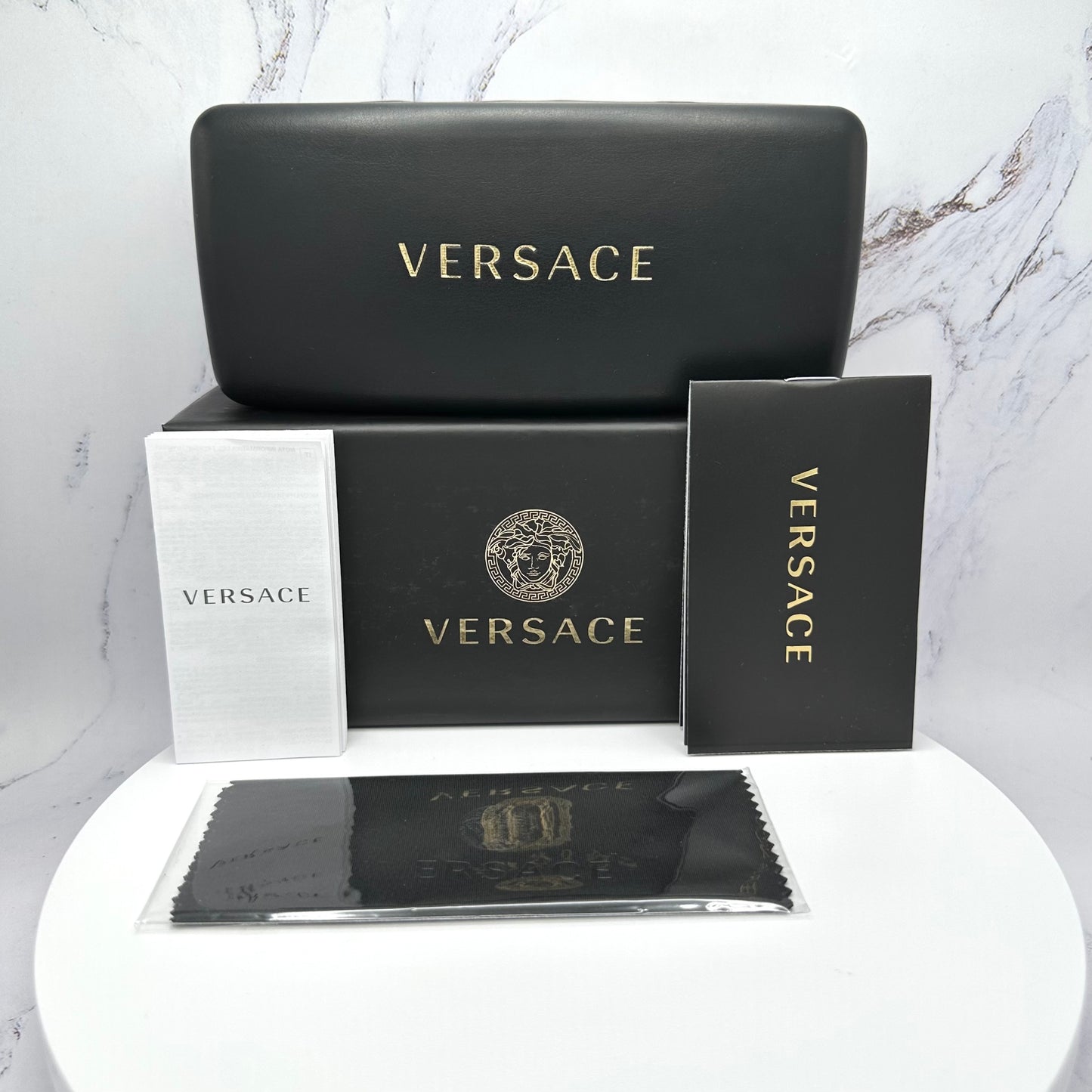 Versace Eyeglasses Black Square Cat Eye Gold VE3347 GB1