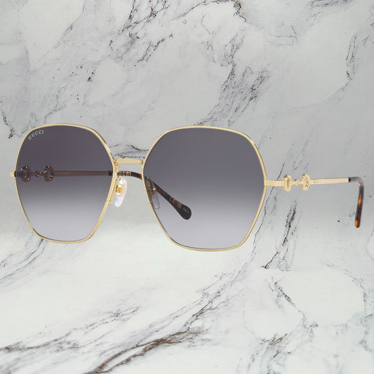 Gucci Gold Horsebit Metal Logo Sunglasses GG1335S 001