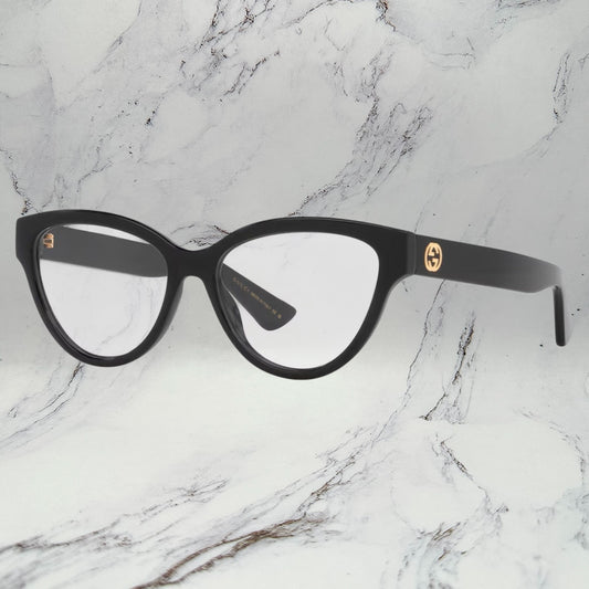 Gucci Eyeglasses Black Gold GG Logo Rx-able GG1581O 001