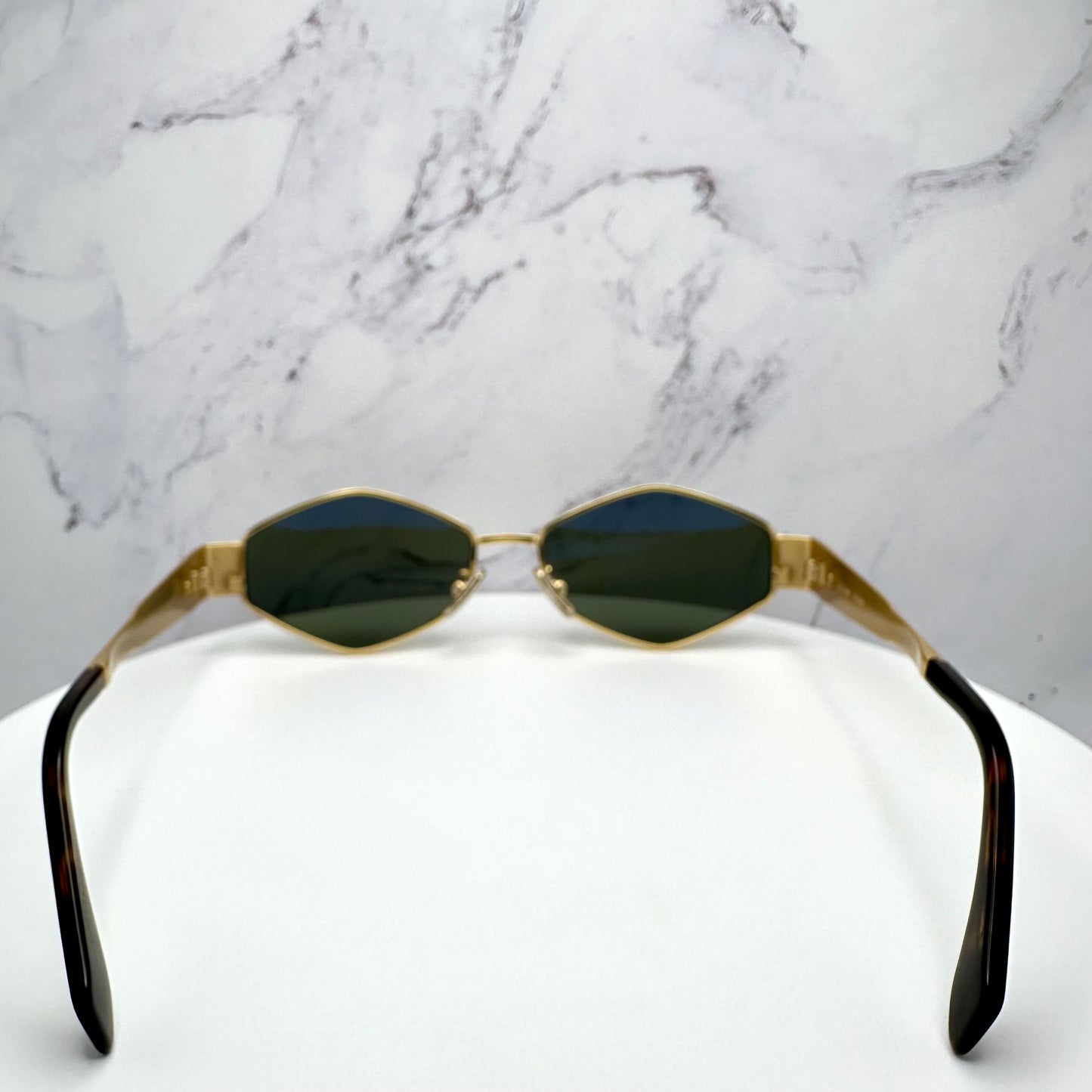 Celine Triomphe Gold Metal New Hexagon Sunglasses 54mm Authentic CL40254U 30N