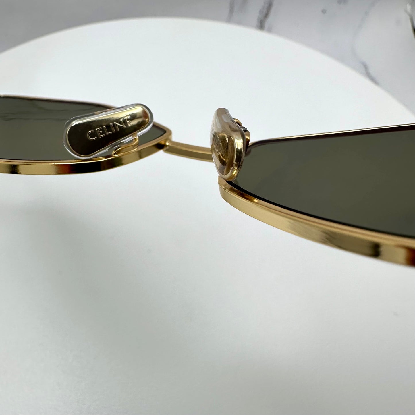 Celine Triomphe Gold Metal New Hexagon Sunglasses 54mm Authentic CL40254U 30N