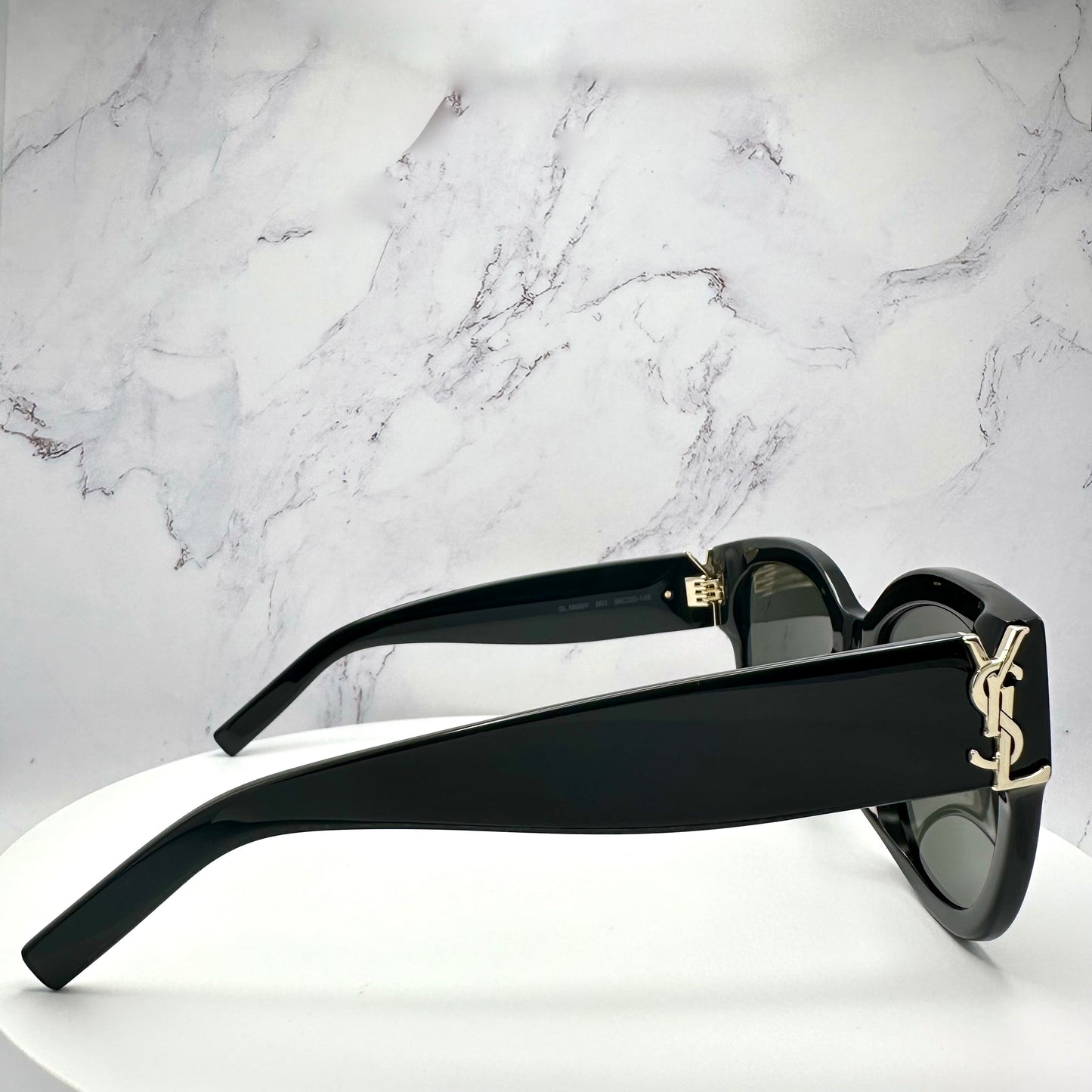 SAINT LAURENT Black Oversized Sunglasses Gold YSL Metal Logo SLM95/F