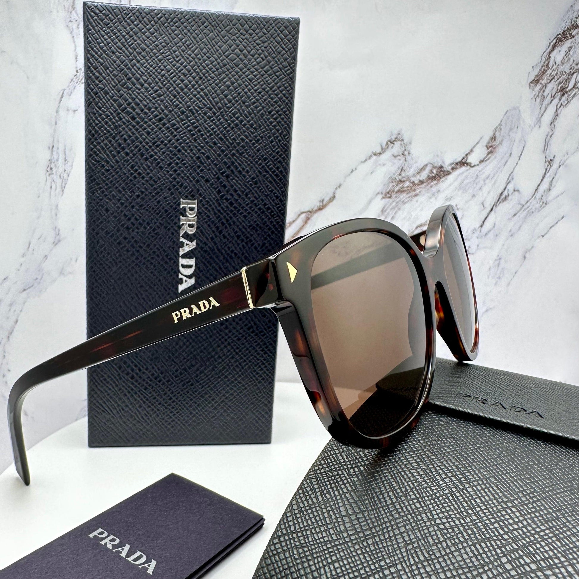 Prada PR22ZS 17N06B brown tortoise round sunglasses side view