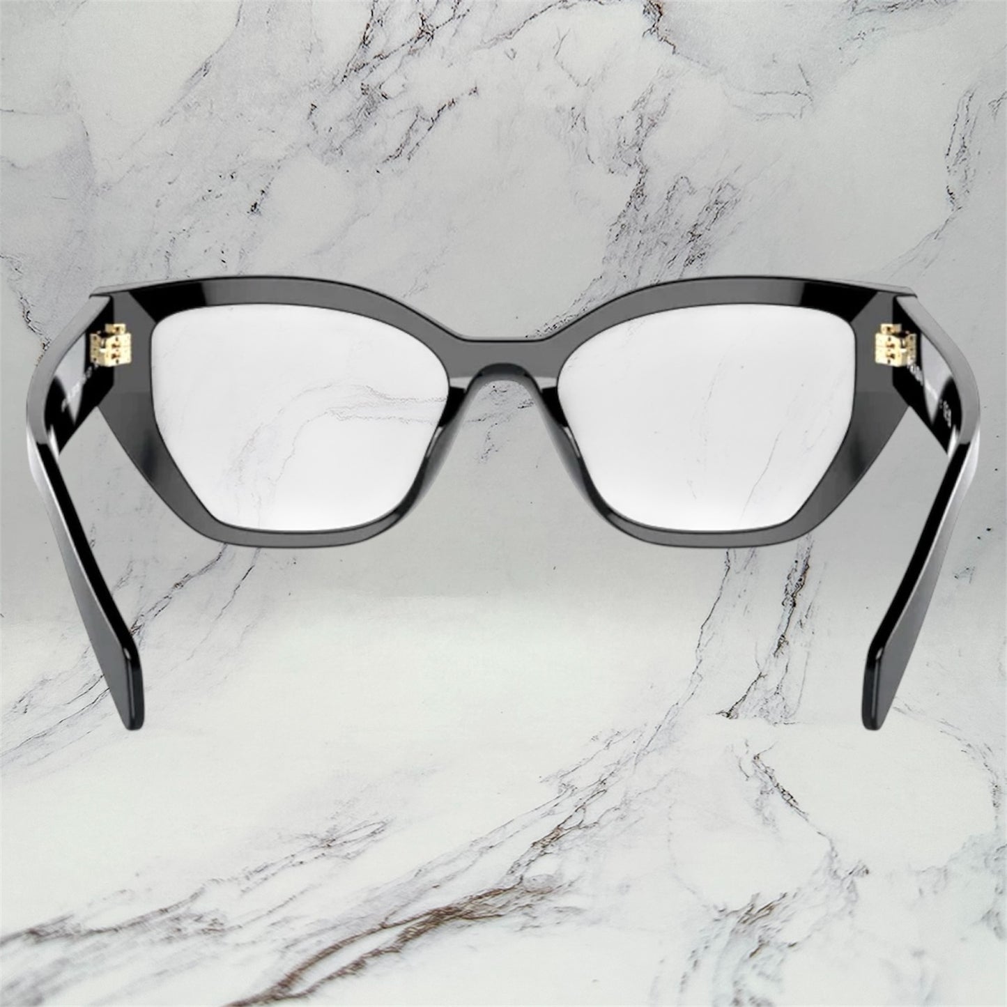 Prada Eyeglasses Black Gold Logo Eyewear PRA16V 16K1O1