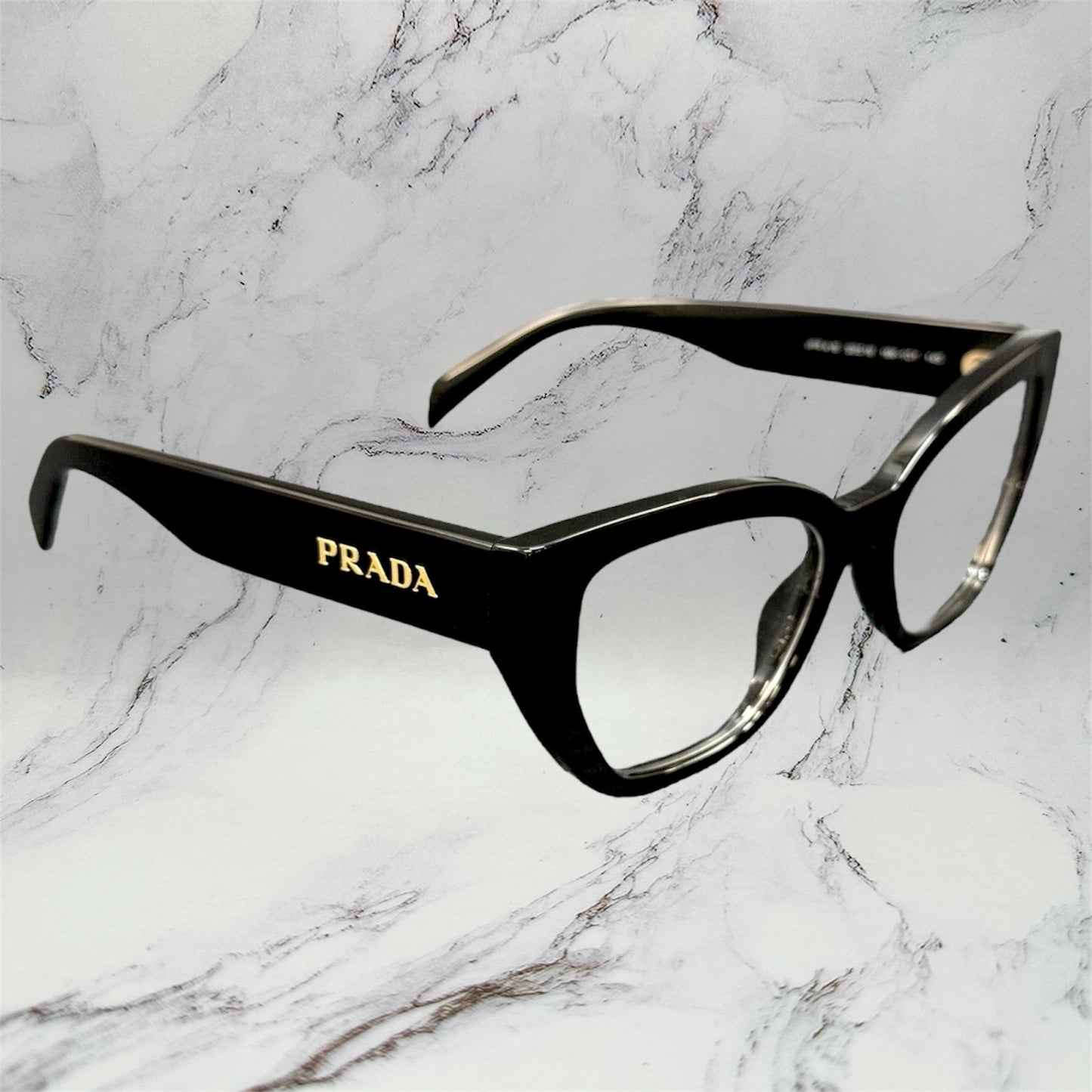 Prada Eyeglasses Black Gold Logo Eyewear PRA16V 16K1O1