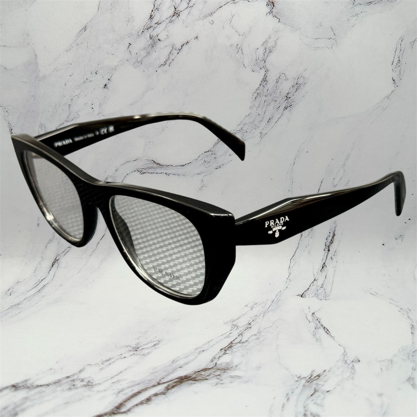 Prada Eyeglasses Black Symbole Logo Eyewear PRA18V 16K1O1