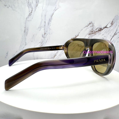 Prada PRC05S 23G70G aviator unisex striped laguna gold logo sunglasses