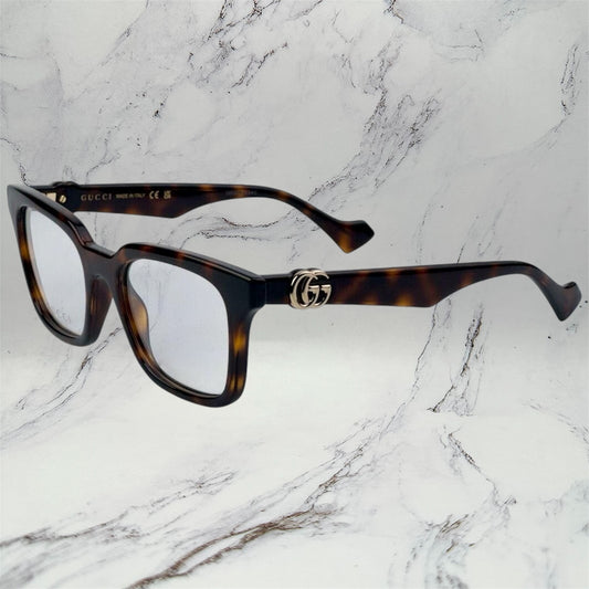 Gucci Eyeglasses Brown Tortoise Gold GG Logo Rx-able GG1728O 002