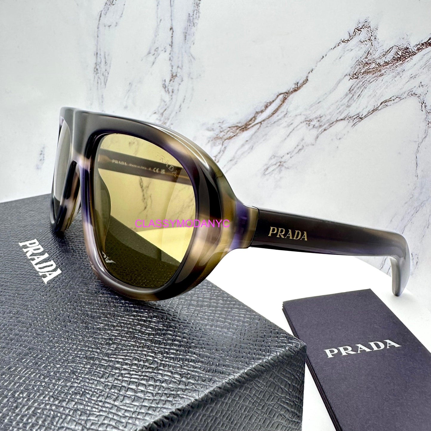 Prada PRC05S 23G70G aviator unisex striped laguna sunglasses