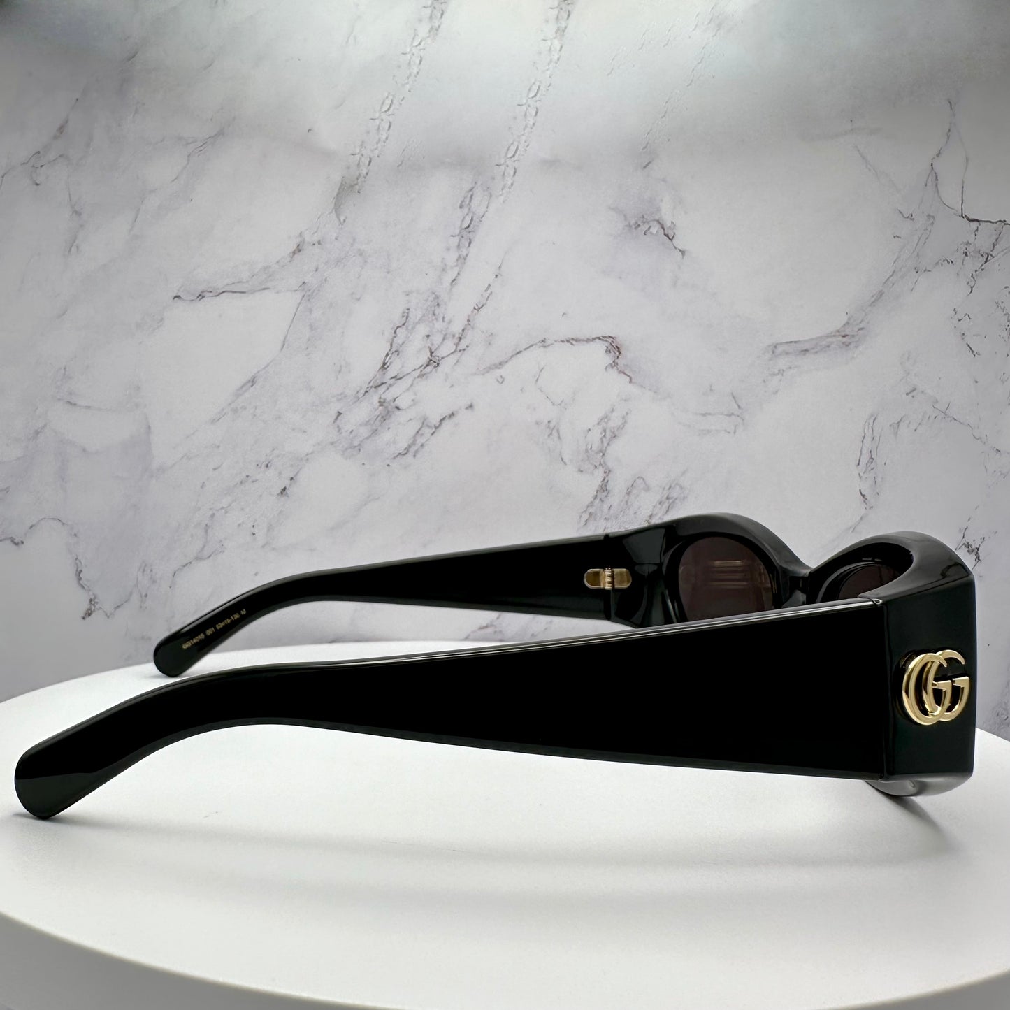 Gucci Black Gold Metal Logo Sunglasses Oval Wrap Mask GG1401S