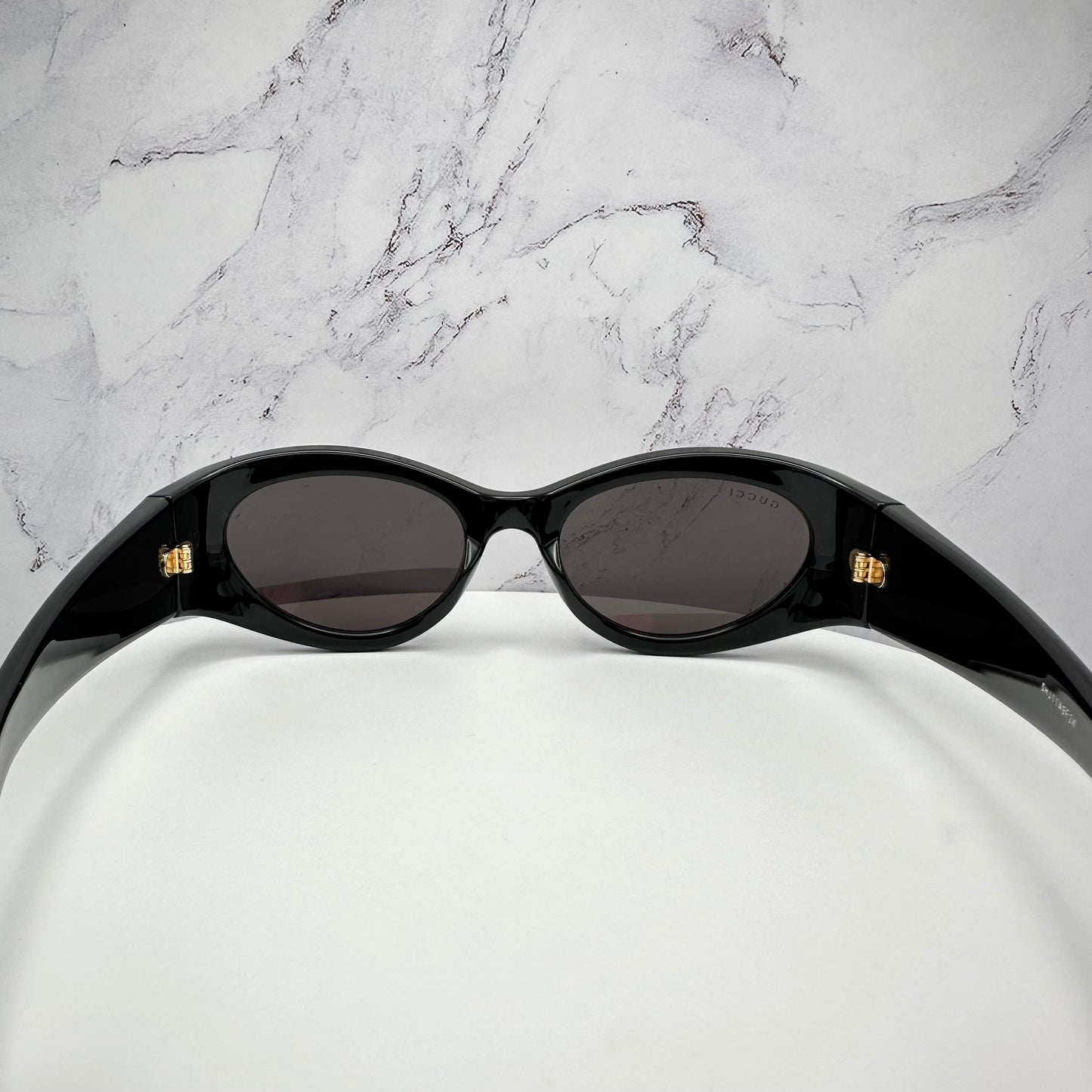 Gucci Black Gold Metal Logo Sunglasses Oval Wrap Mask GG1401S