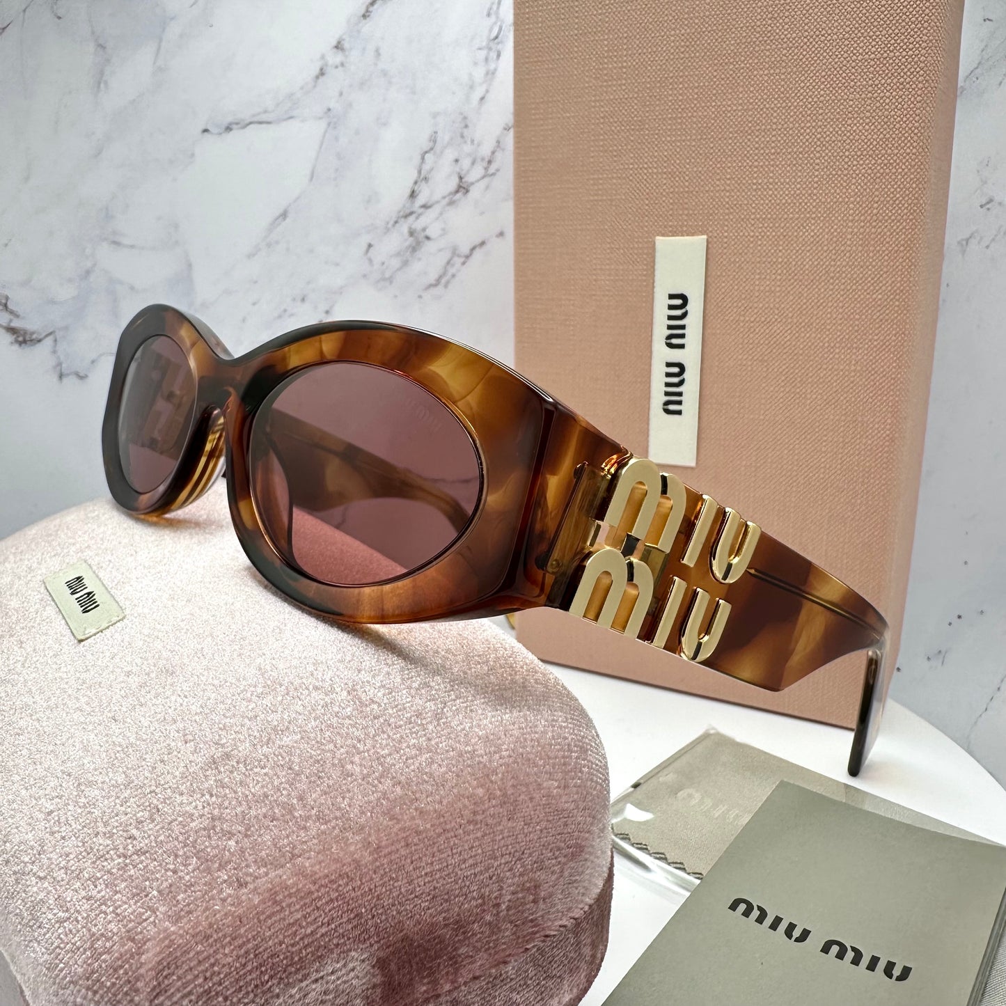 MIU MIU Sunglasses Brown Tortoise Gold Oval MU11WS 11Q-08S