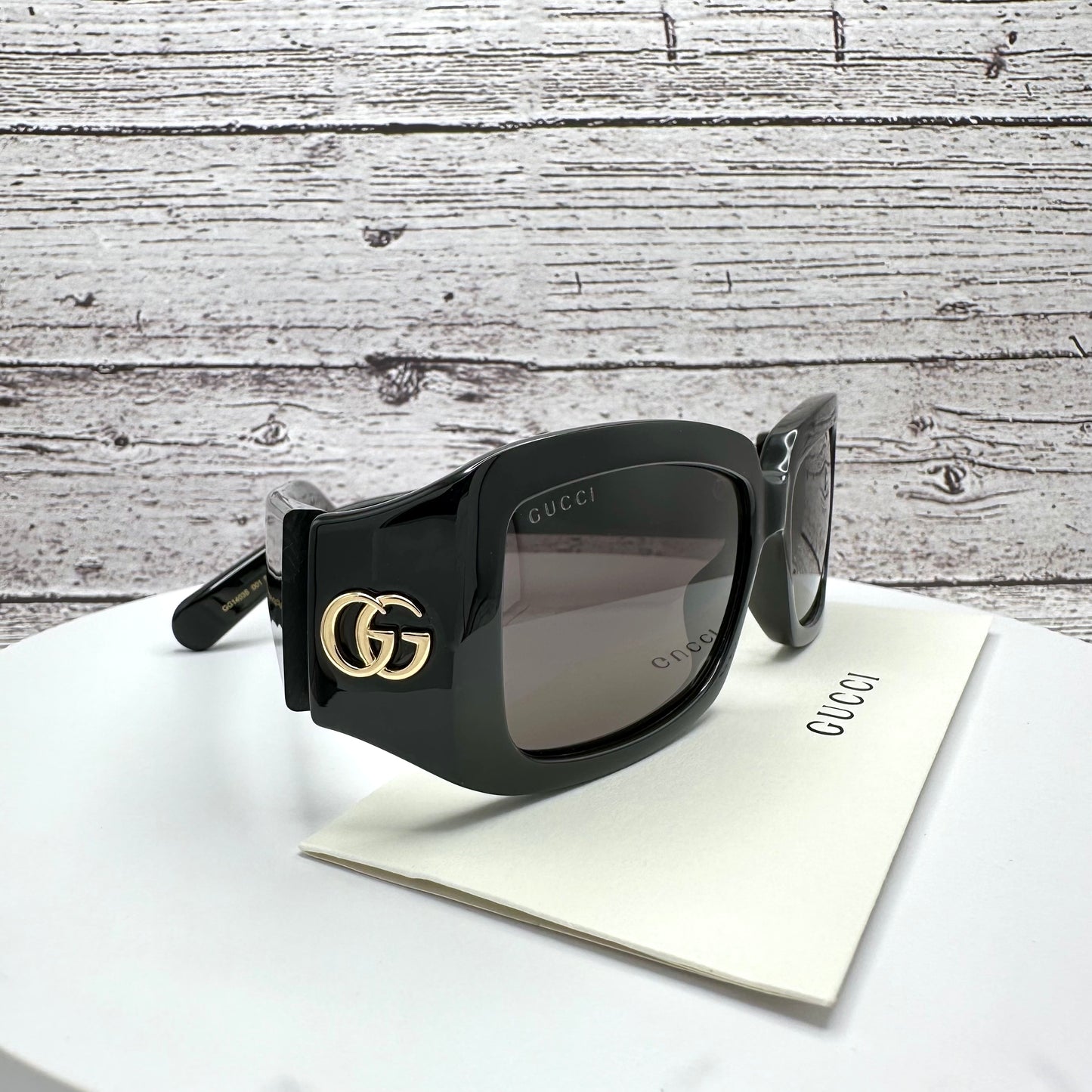 Gucci Black Gold Metal Logo Sunglasses Square Wrap Mask GG1403S