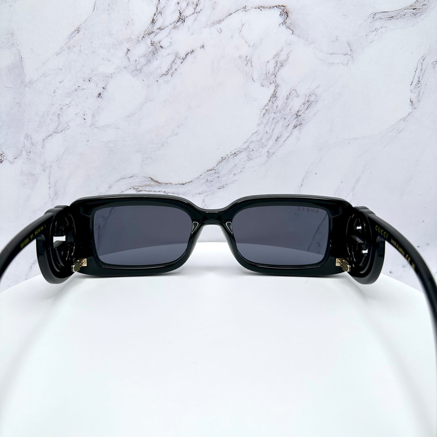 Gucci GG1325S 001 Sunglasses Black Rectangle Interlocking GG Logo