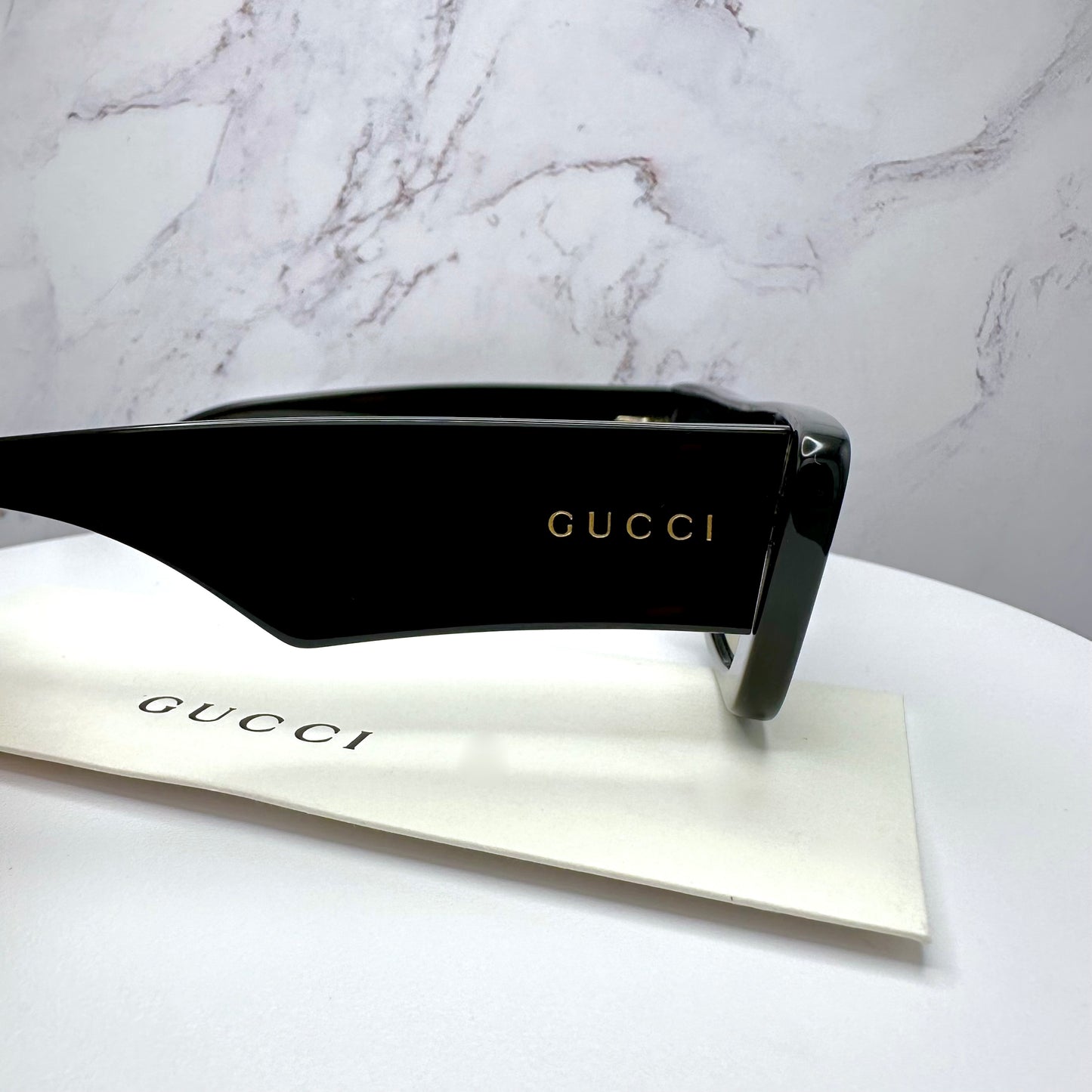 Gucci Sunglasses GG1331S 001 Black Rectangle Gold Letter Logo