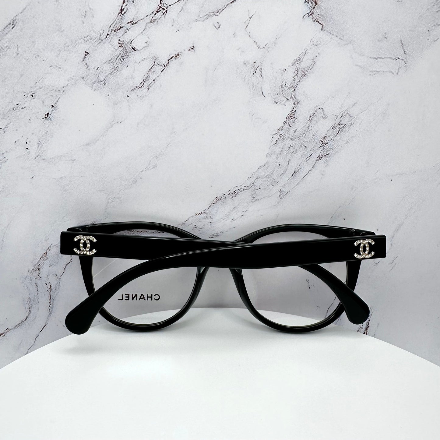 CHANEL CH3450B Glasses Black & Gold Frame Crystal CC Logo 51-19-140mm