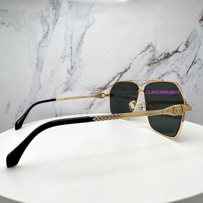 VERSACE VE2284 100287 gold metal men's sunglasses temple arms with logo