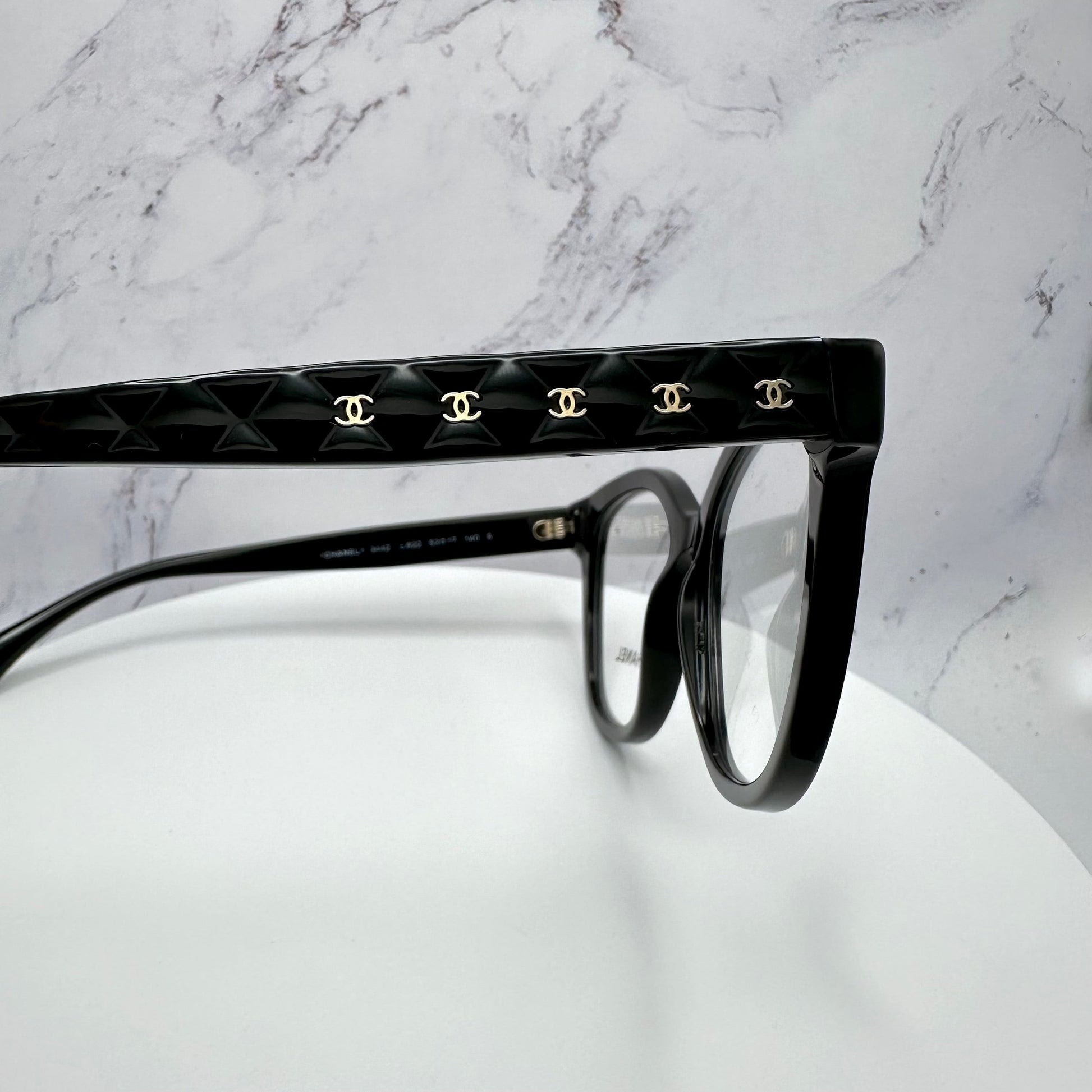 Chanel Eyeglasses Eyewear Glasses Frames Black Gold 3442 c622