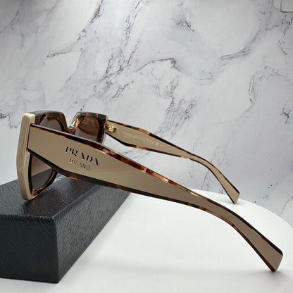 PRADA 0PR15WS 01R0A6 brown frames gold symbole sunglasses side view for women
