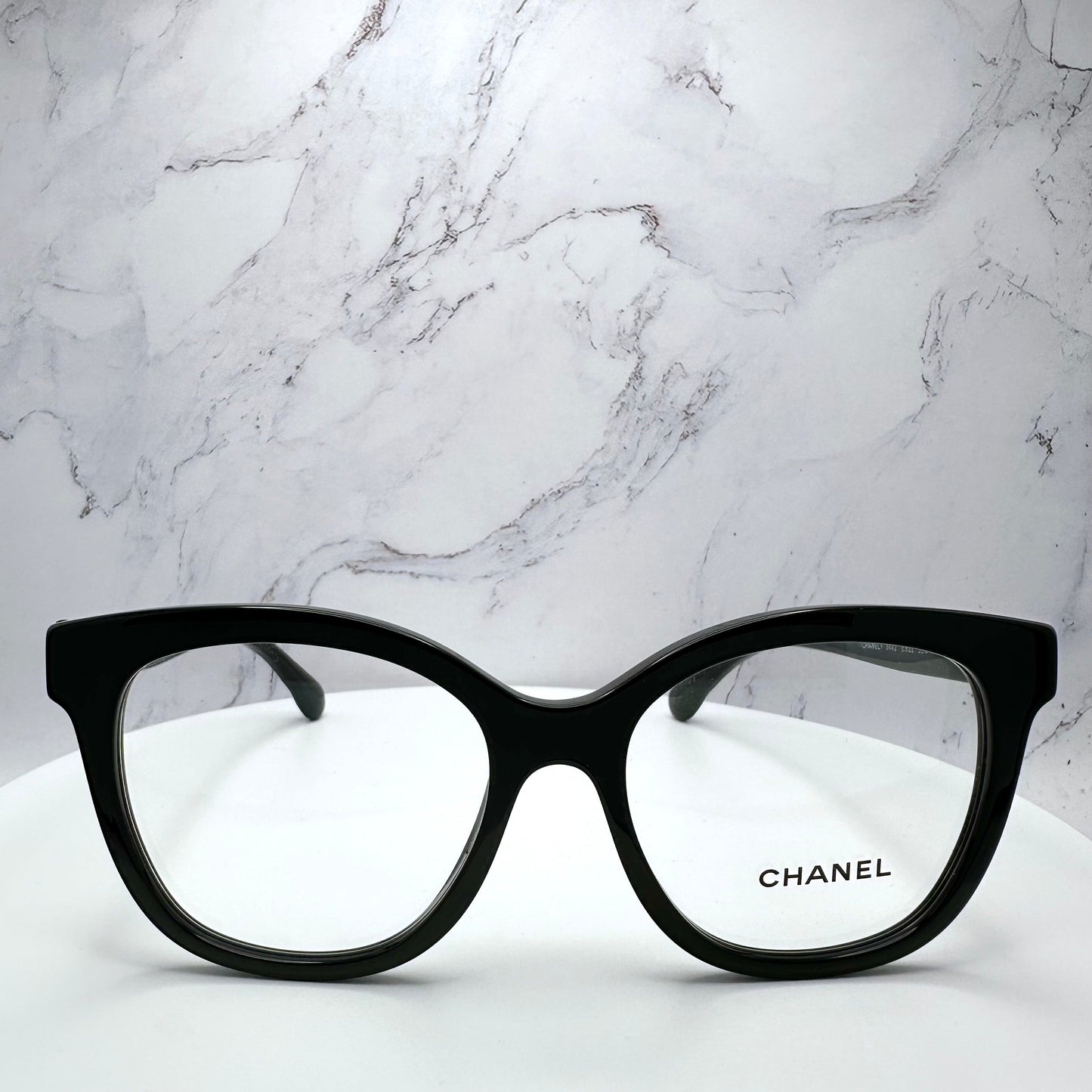 CHANEL Glasses Frames Black Gold CC Quilted 3442 53-17-140mm