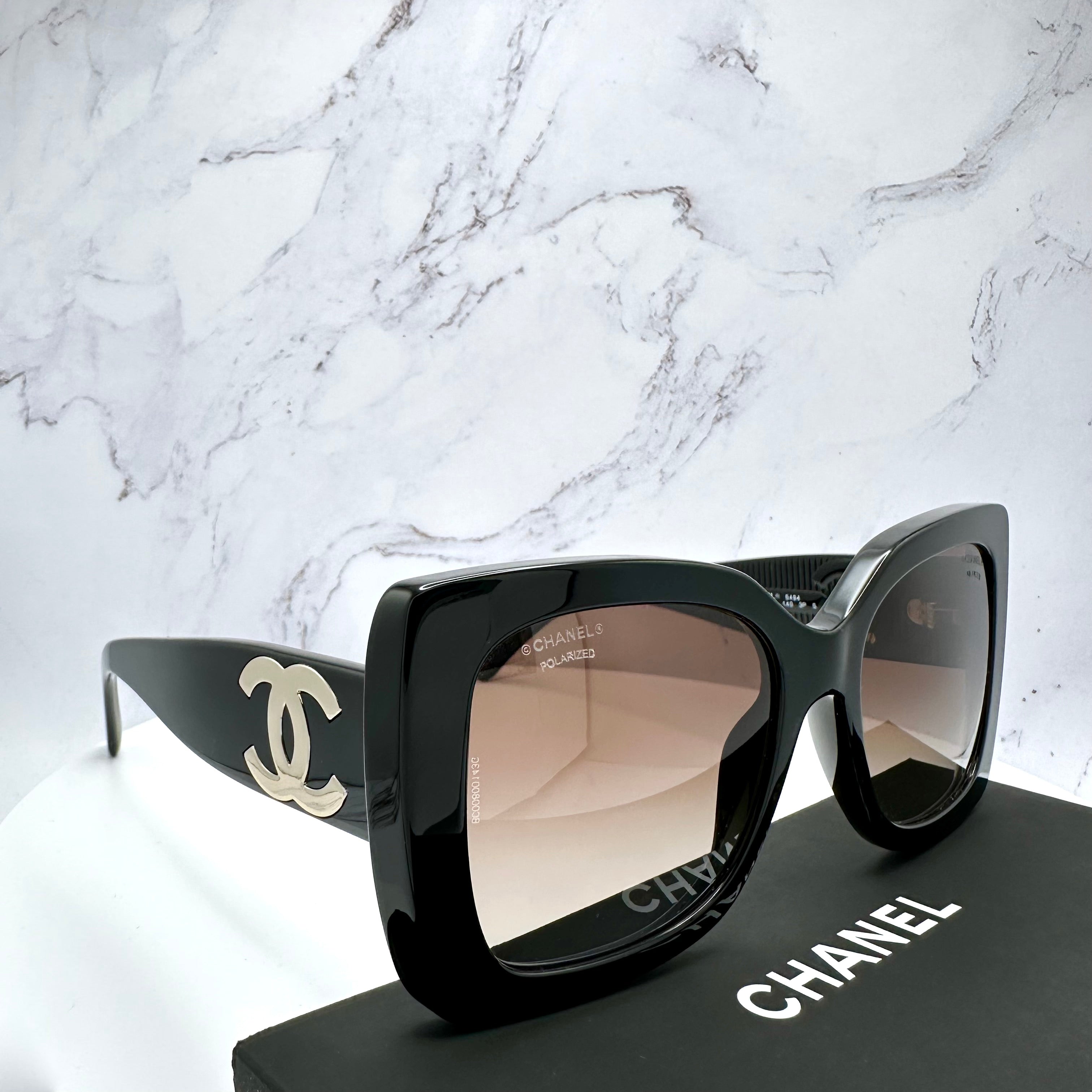 Chanel Sunglasses Polarized for Women Black Gold CC Logo 5494