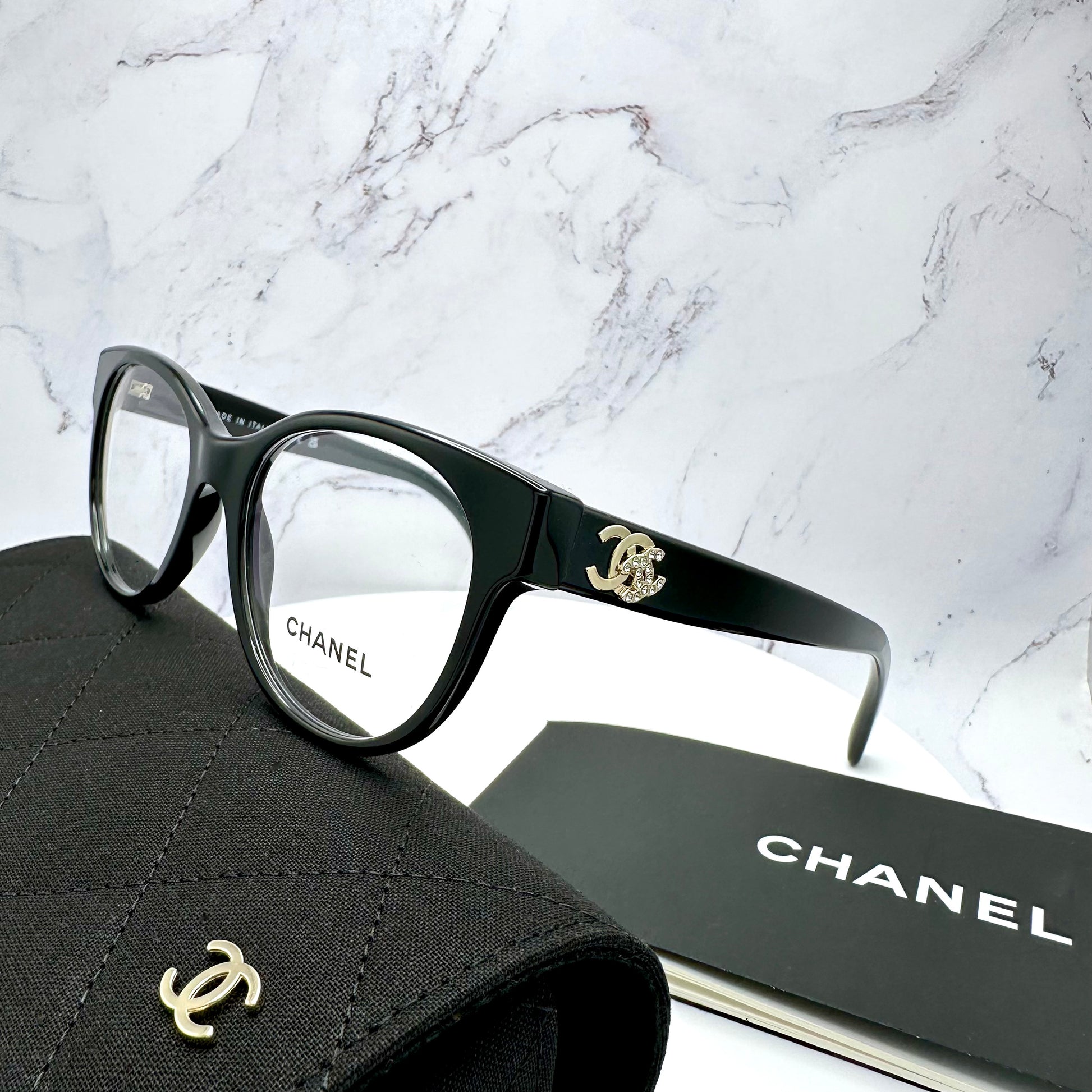 Chanel Eyeglasses 3431B C622 Full Rim Prescription Lenses Acetate