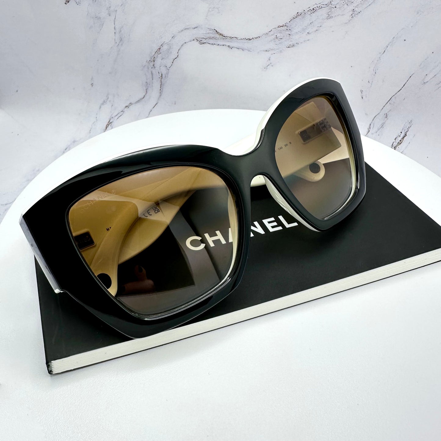 Chanel Sunglasses Black White CC Logo CH6058