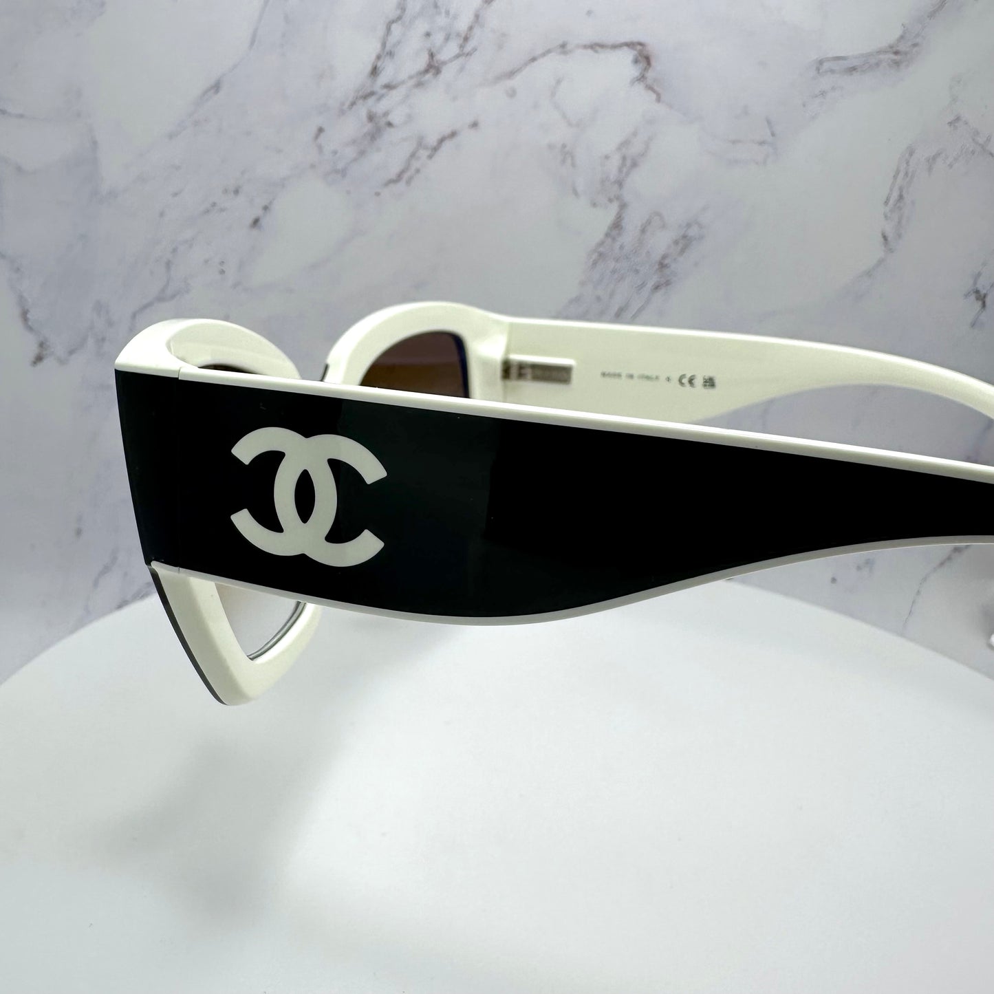 Chanel Sunglasses Black White CC Logo CH6058