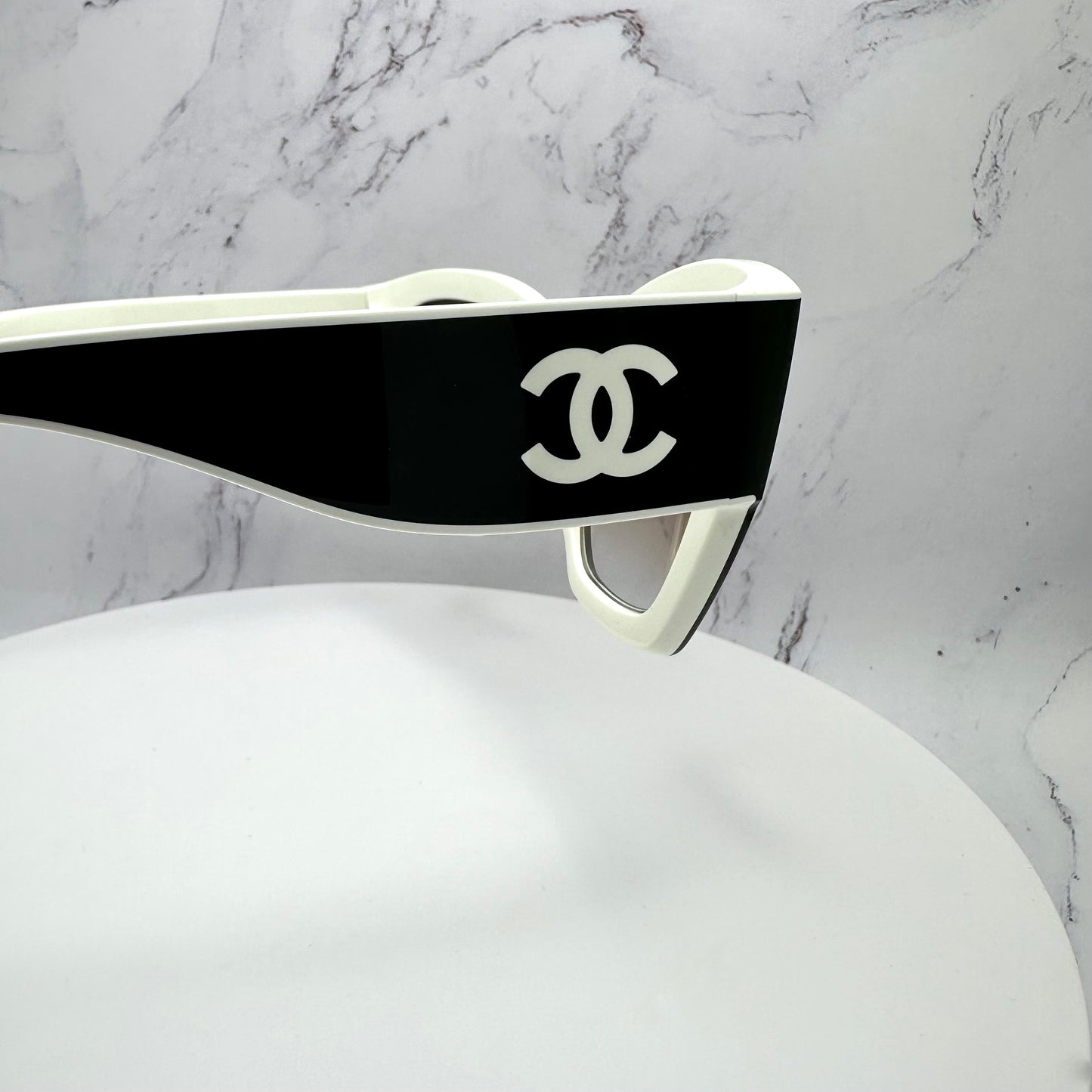 Chanel Sunglasses Black White CC Logo CH6058