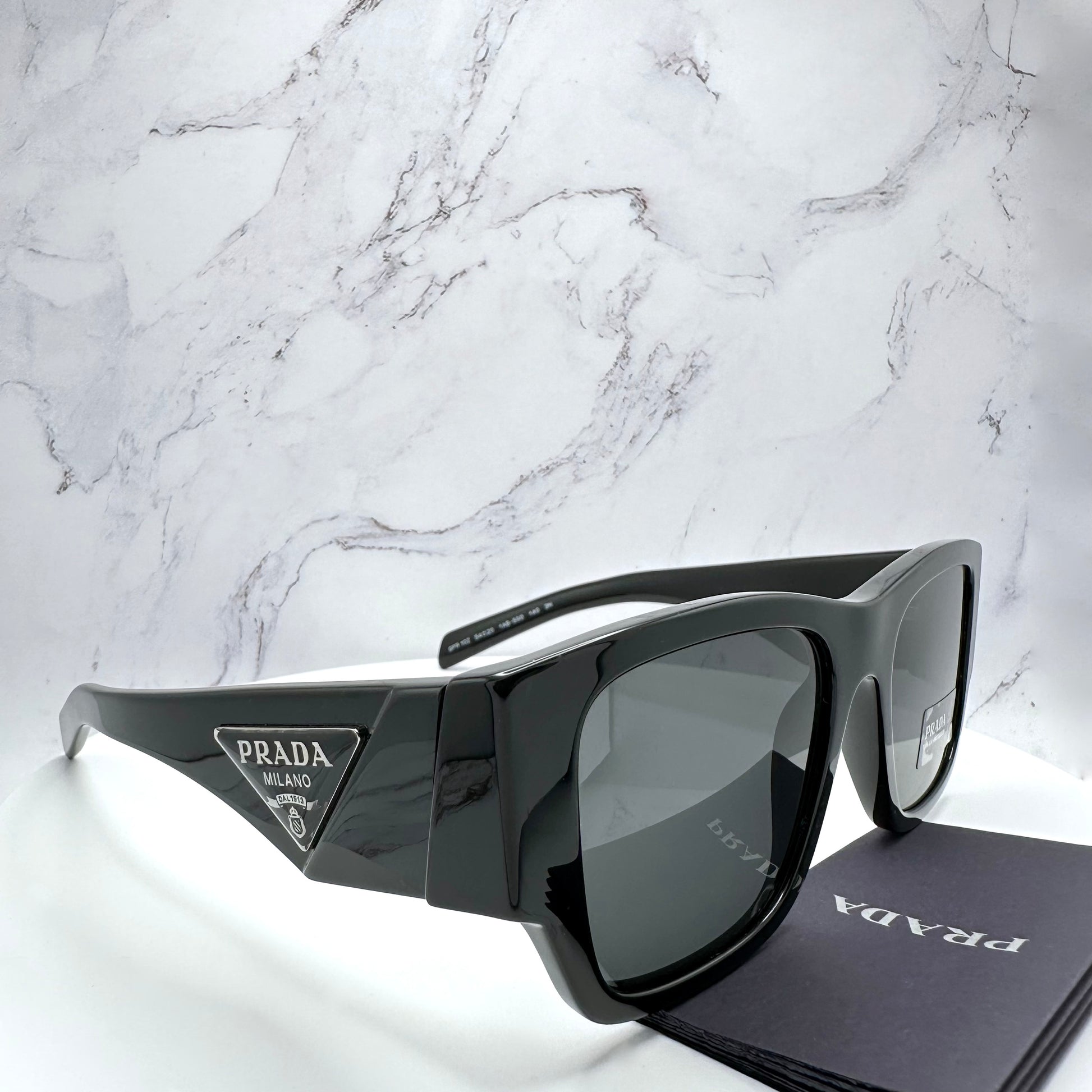 PRADA Sunglasses Black Triangle Logo PR10ZS