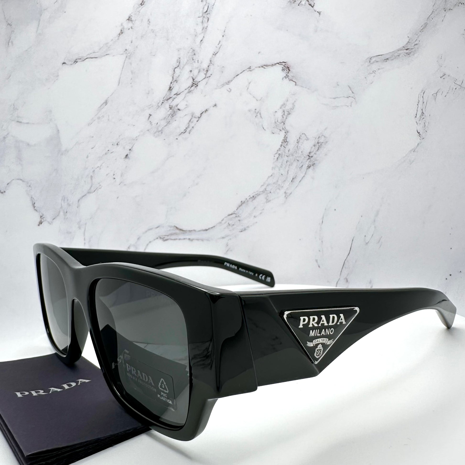 PRADA Sunglasses Black Triangle Logo PR10ZS