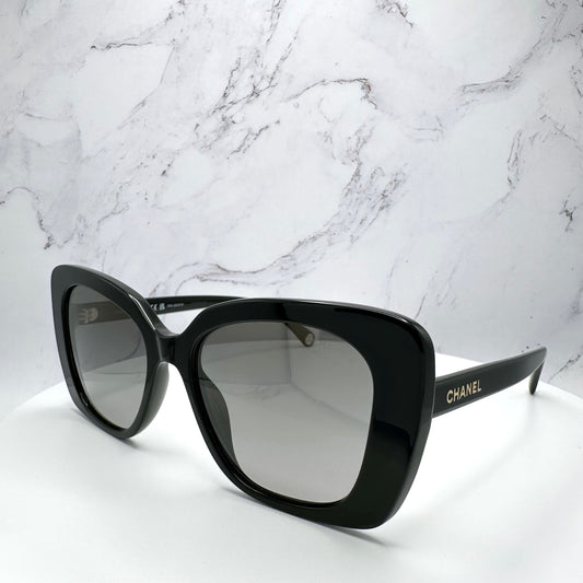 Chanel Sunglasses Rectangle Square Black 