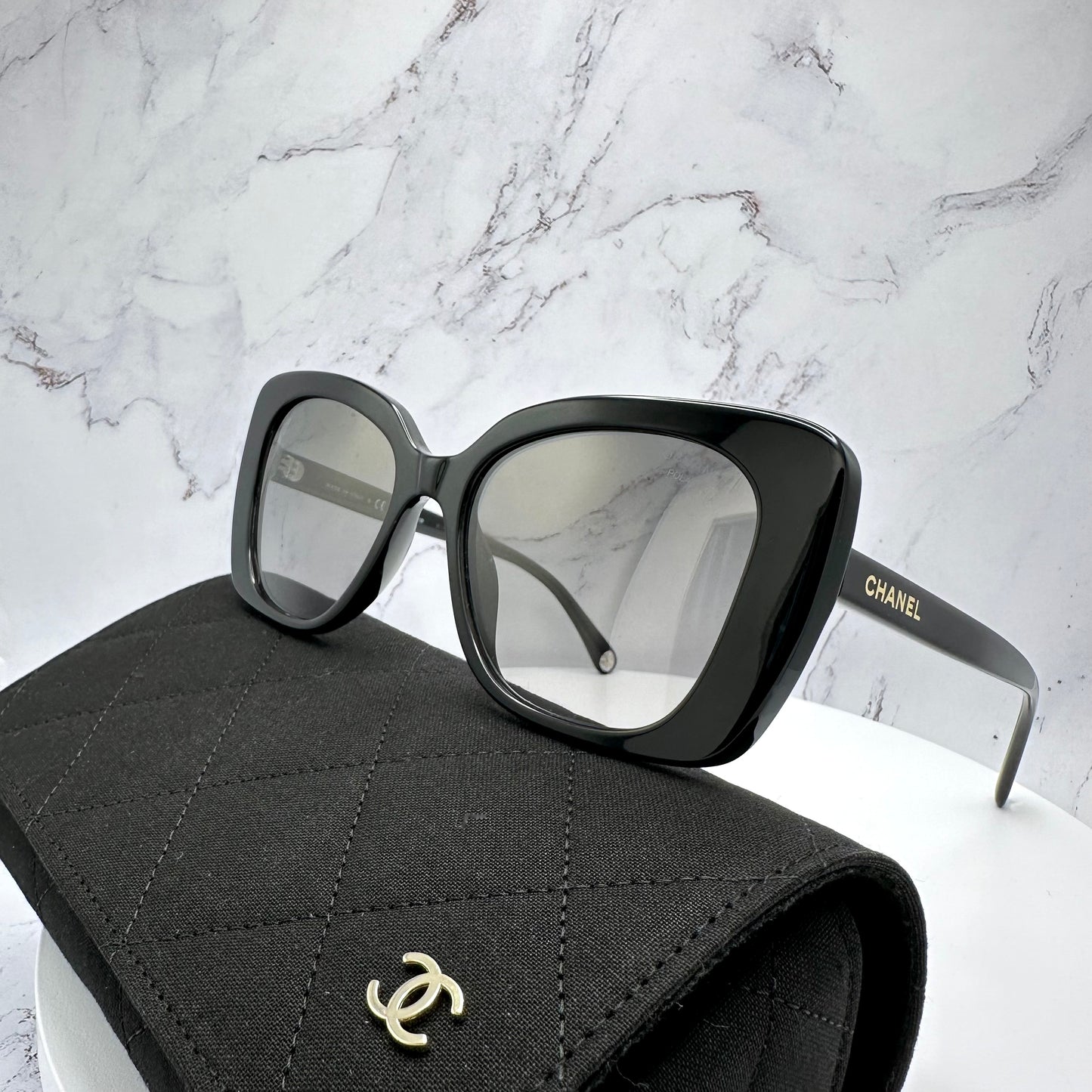 CHANEL Sunglasses Polarized Black Square Butterfly CH5504