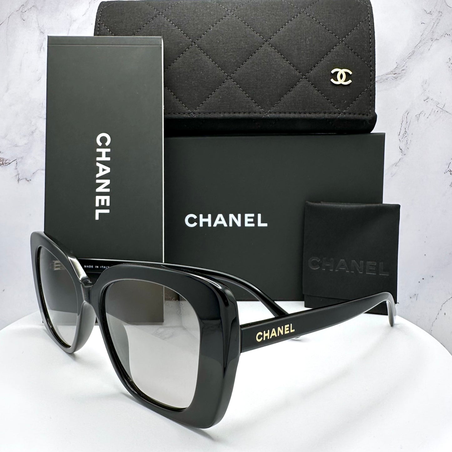 CHANEL Sunglasses Polarized Black Square Butterfly CH5504