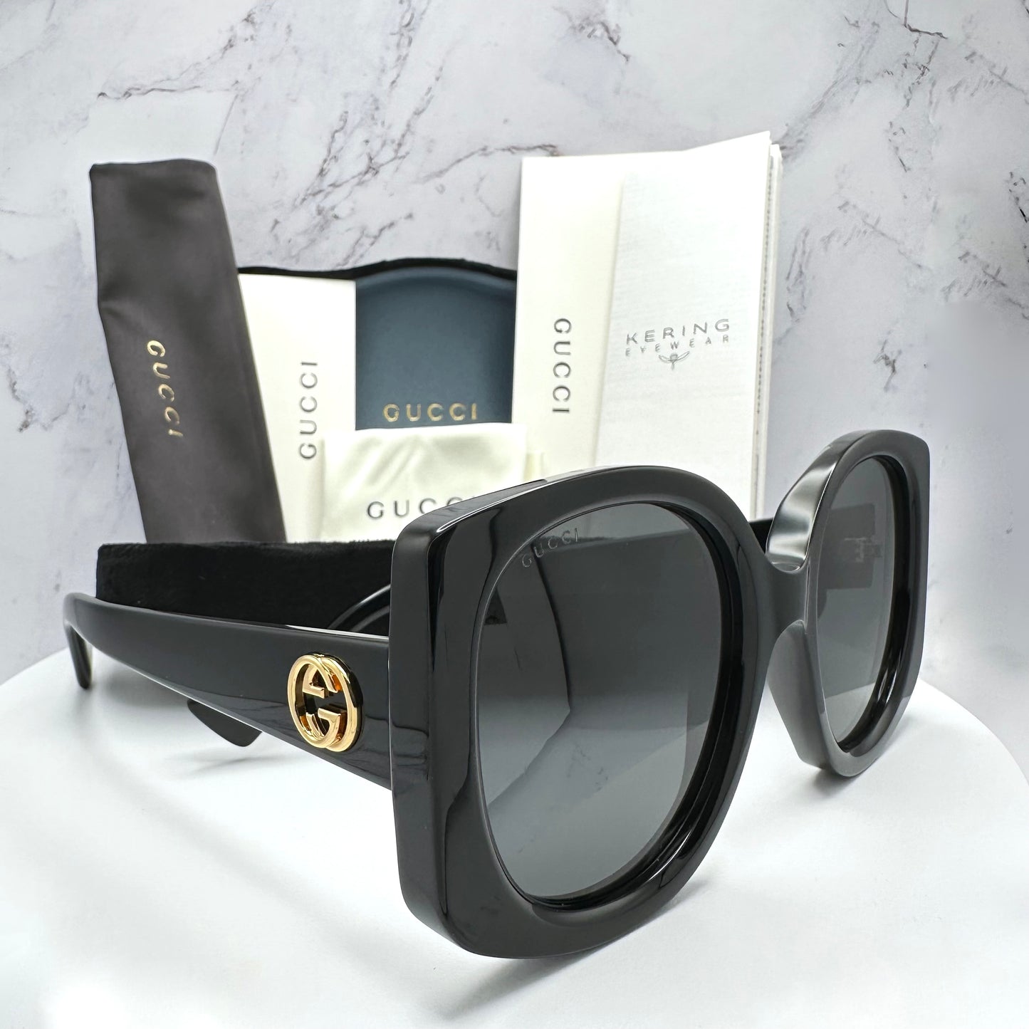 GUCCI GG1257S 001 Sunglasses Black Gold Logo