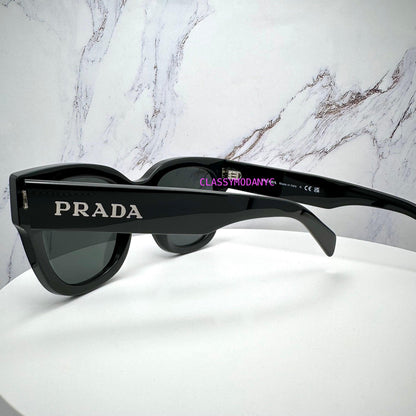 Prada PRC04S 16K08Z black sunglasses with silver logo