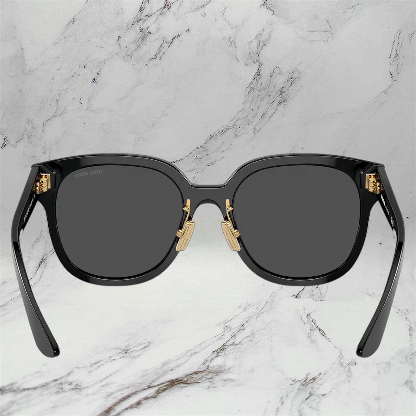 MIU MIU Sunglasses Black Gold Round Cat Eye MU01ZS 1AB-5S0