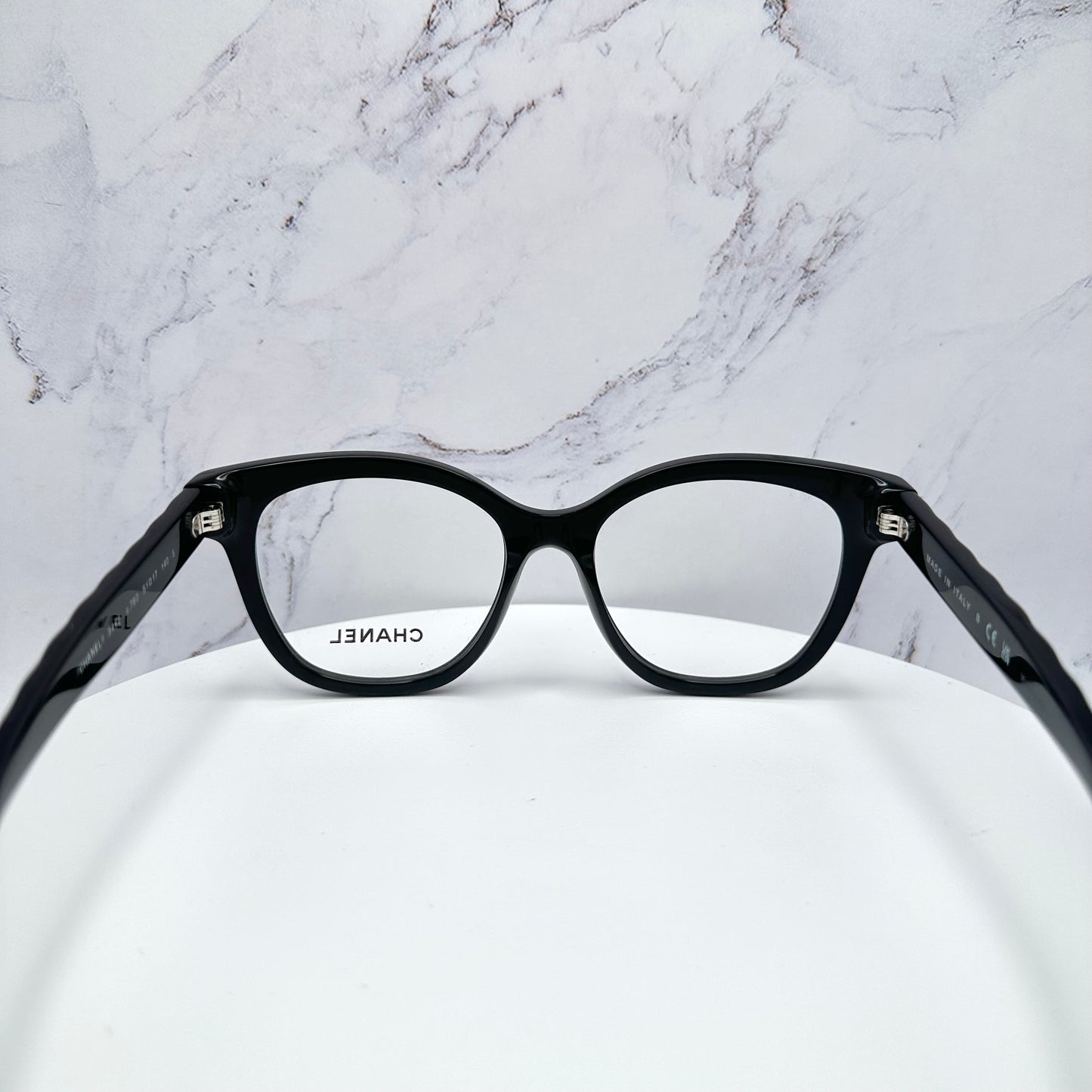 CHANEL Black White CC Logo Quilted 53-17-140 mm Glasses Frames Rx-able