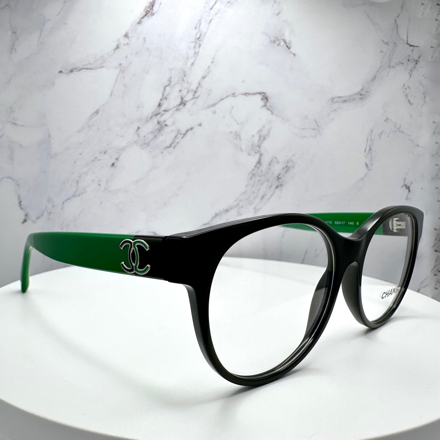 CHANEL Eyeglasses Green & Black Full Rim CH3471 1772