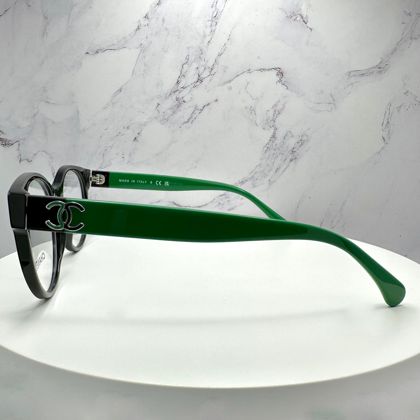 CHANEL Eyeglasses Green & Black Full Rim CH3471 1772