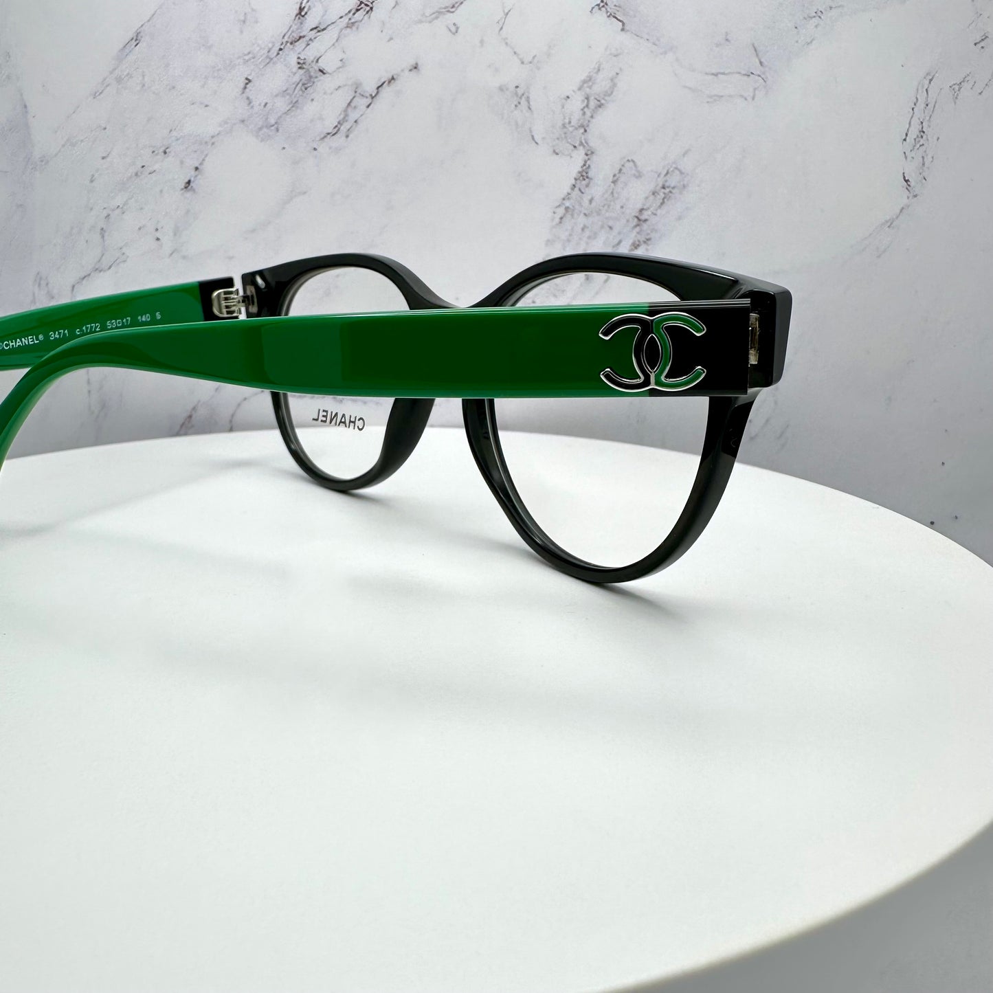 CHANEL Eyeglasses Green & Black Full Rim CH3471 1772