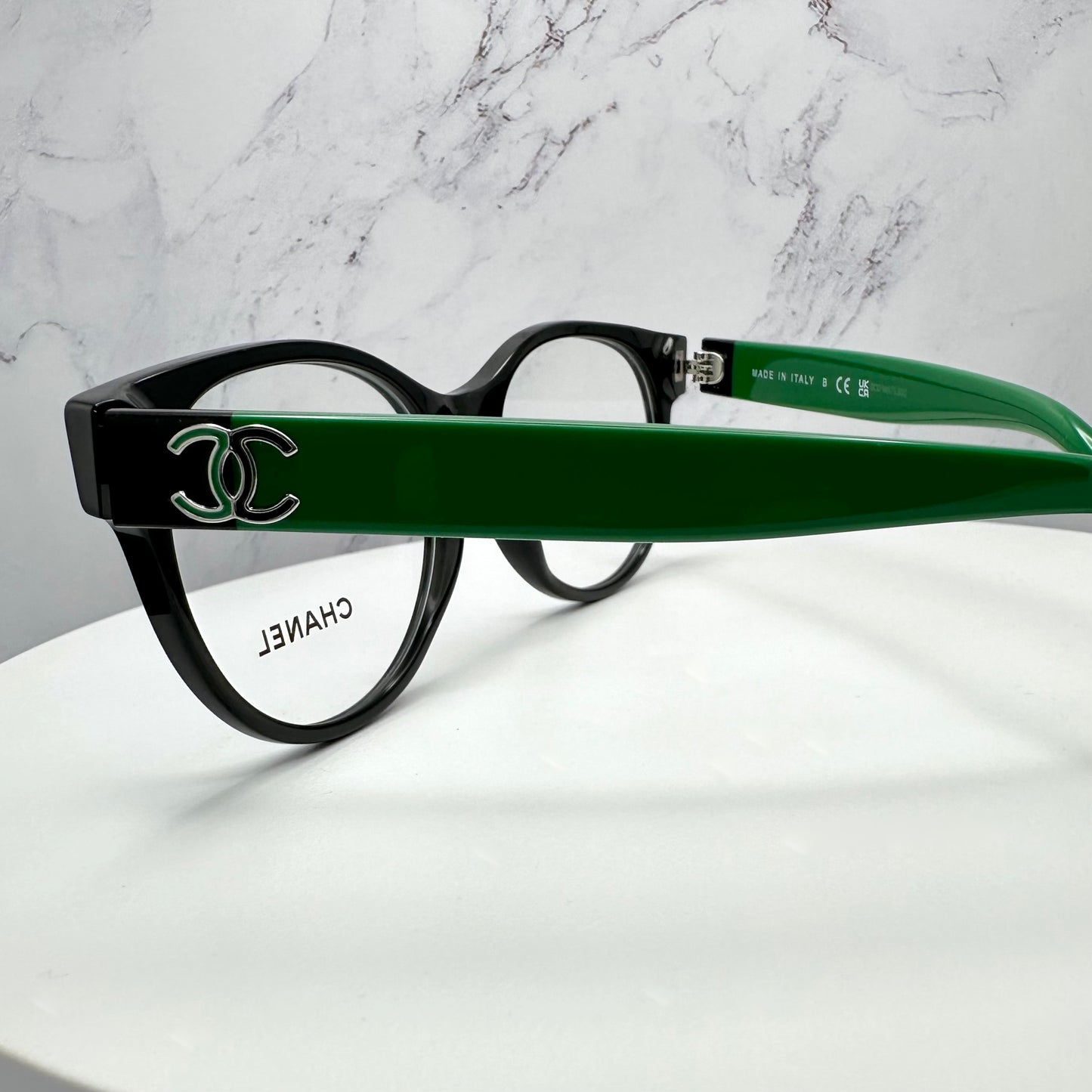 CHANEL Eyeglasses Green & Black Full Rim CH3471 1772