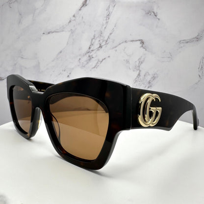 Gucci GG1422S 003 brown tortoise gold metal sunglasses