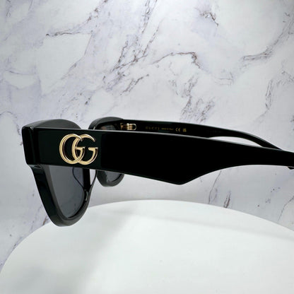 Gucci GG0998S 001 black acetate temple arm authentic sunglasses with gold metal GG logo