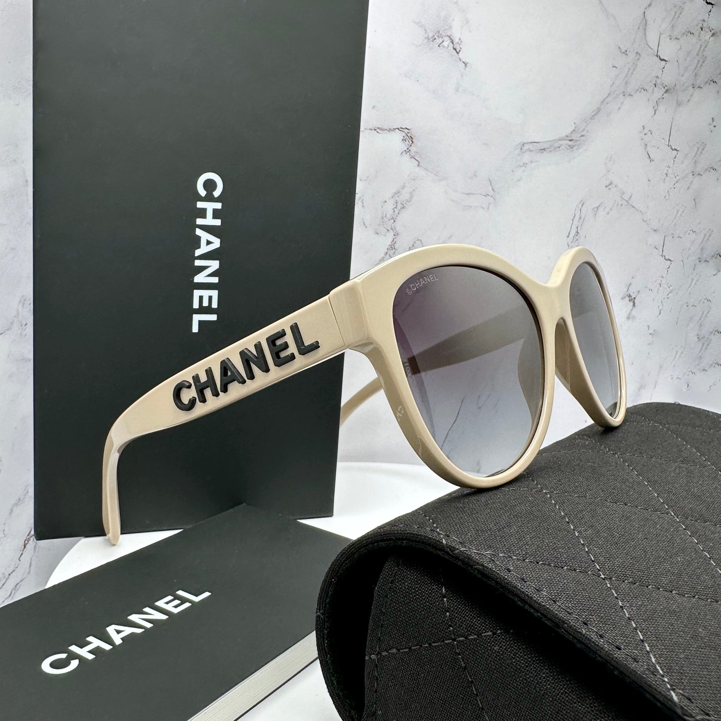 CHANEL Sunglasses CH5458 Beige Black