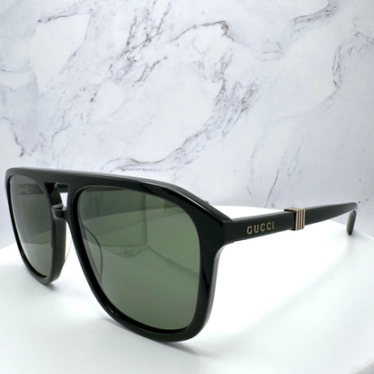 Gucci GG1494S 001 black pilot men's sunglasses.