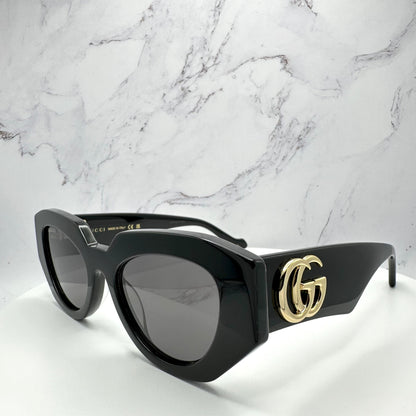 Gucci GG1421S 001 Sunglasses Black Cat Eye 