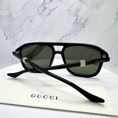 Gucci GG1494S 001 black aviator men's sunglasses with gold logo