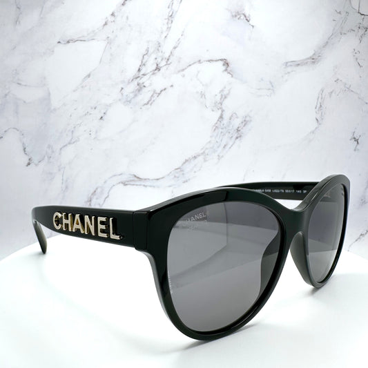 CHANEL Sunglasses New Polarized Pantos Black Gold